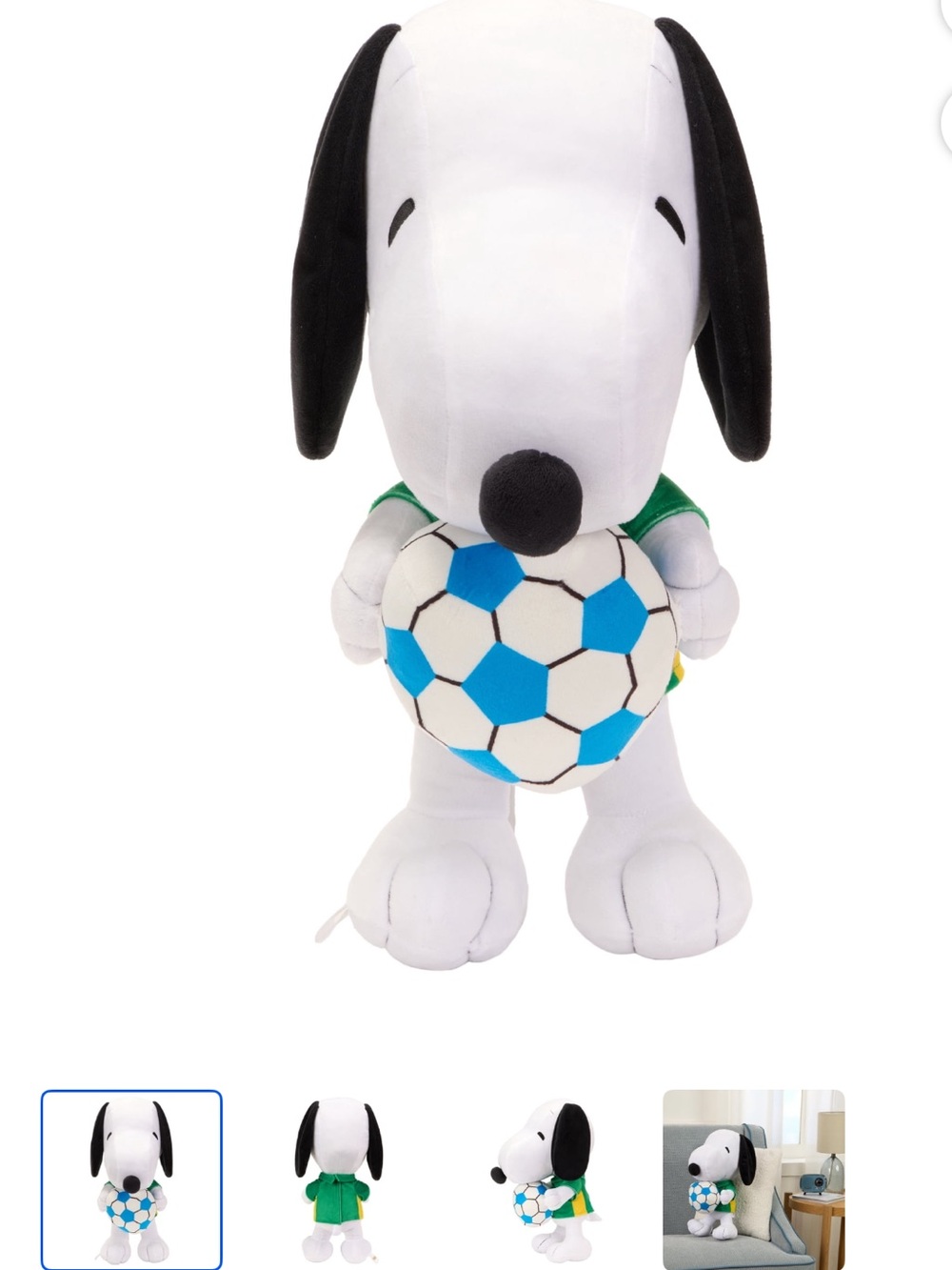 Peanuts Snoopy Kickin’ Snoopy Cuddle Pillow Soccer NWT 12 inch
